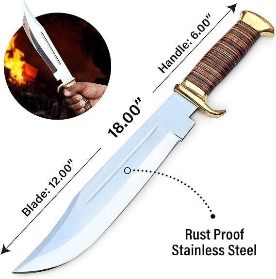 Handmade D2 Steel Bowie Knife: Crocodile Dundee Style Hunting Knife