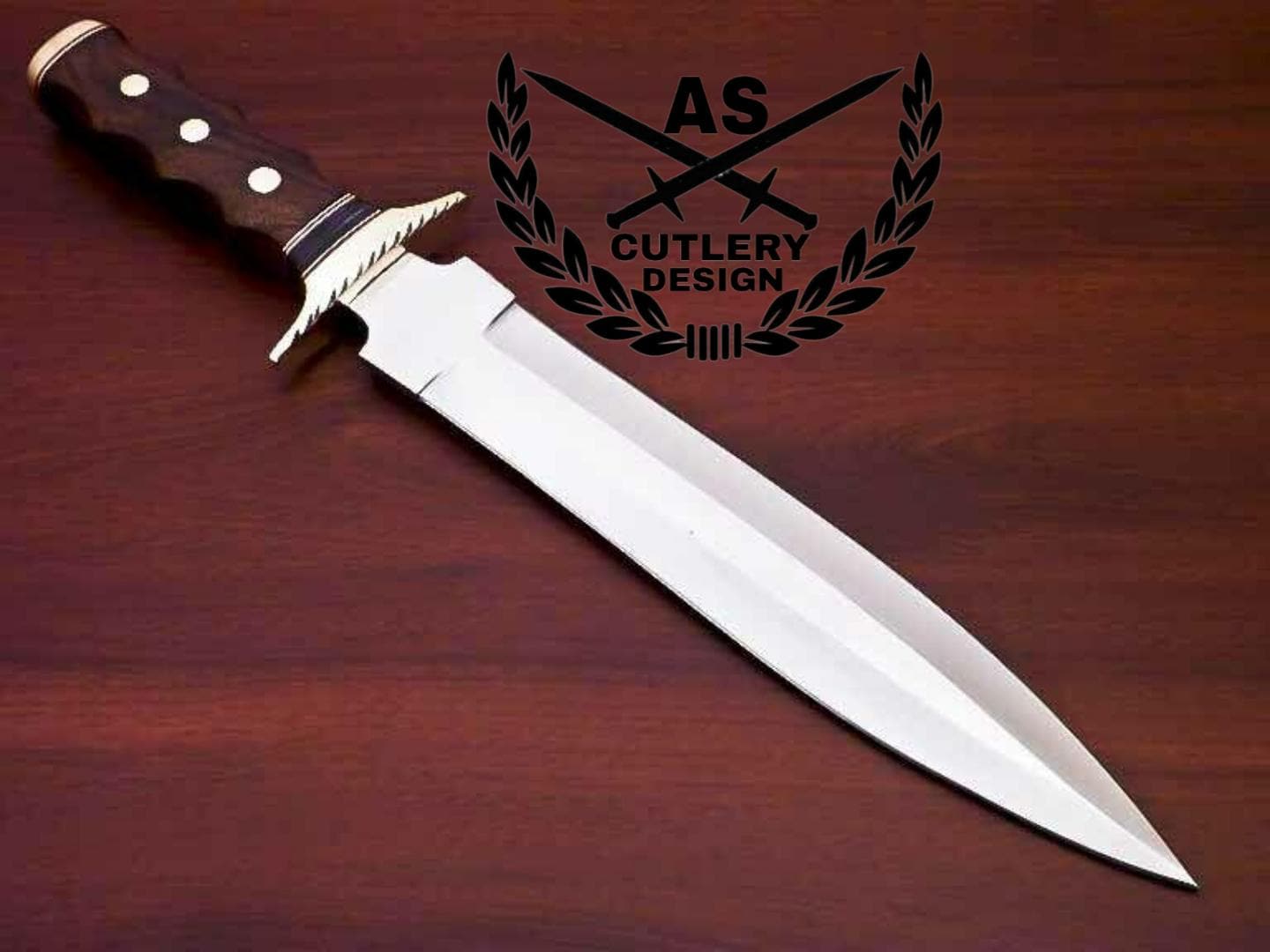 Handmade D2 Steel Hunting Knife: Natural Wood Handle, Brass Guard