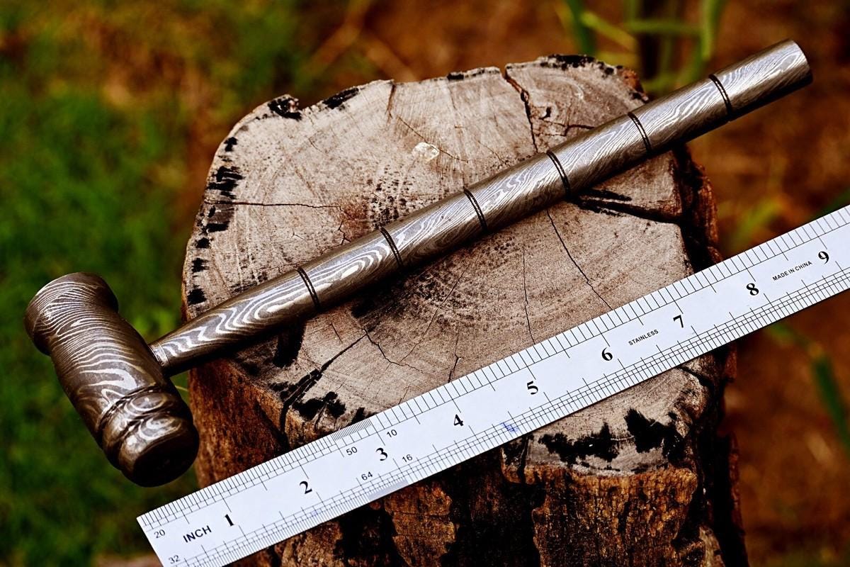 Custom handmade Forged damascus chasing Hammer rounded & plain head