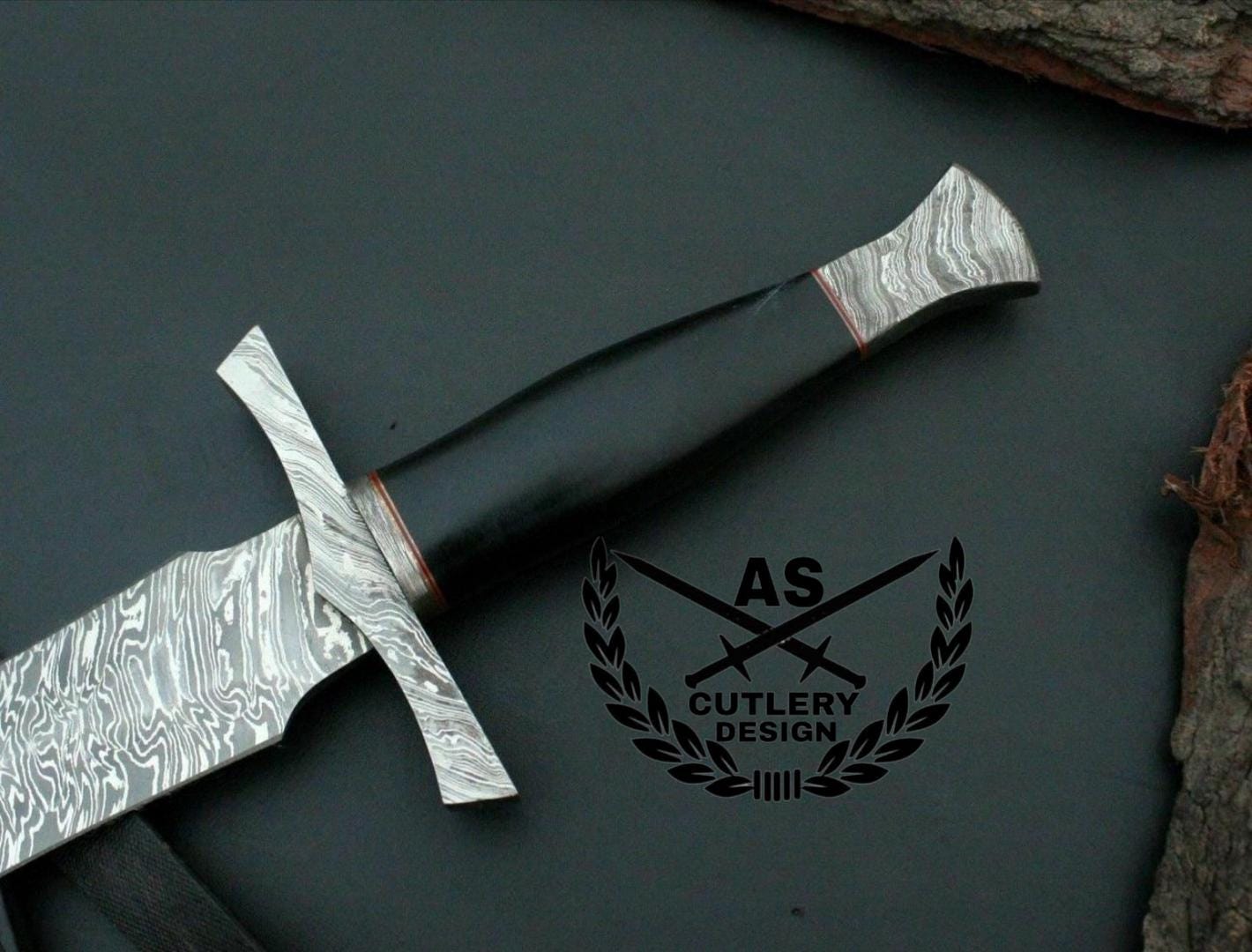 Custom handmade damascus sword steel 32”with leather sheath