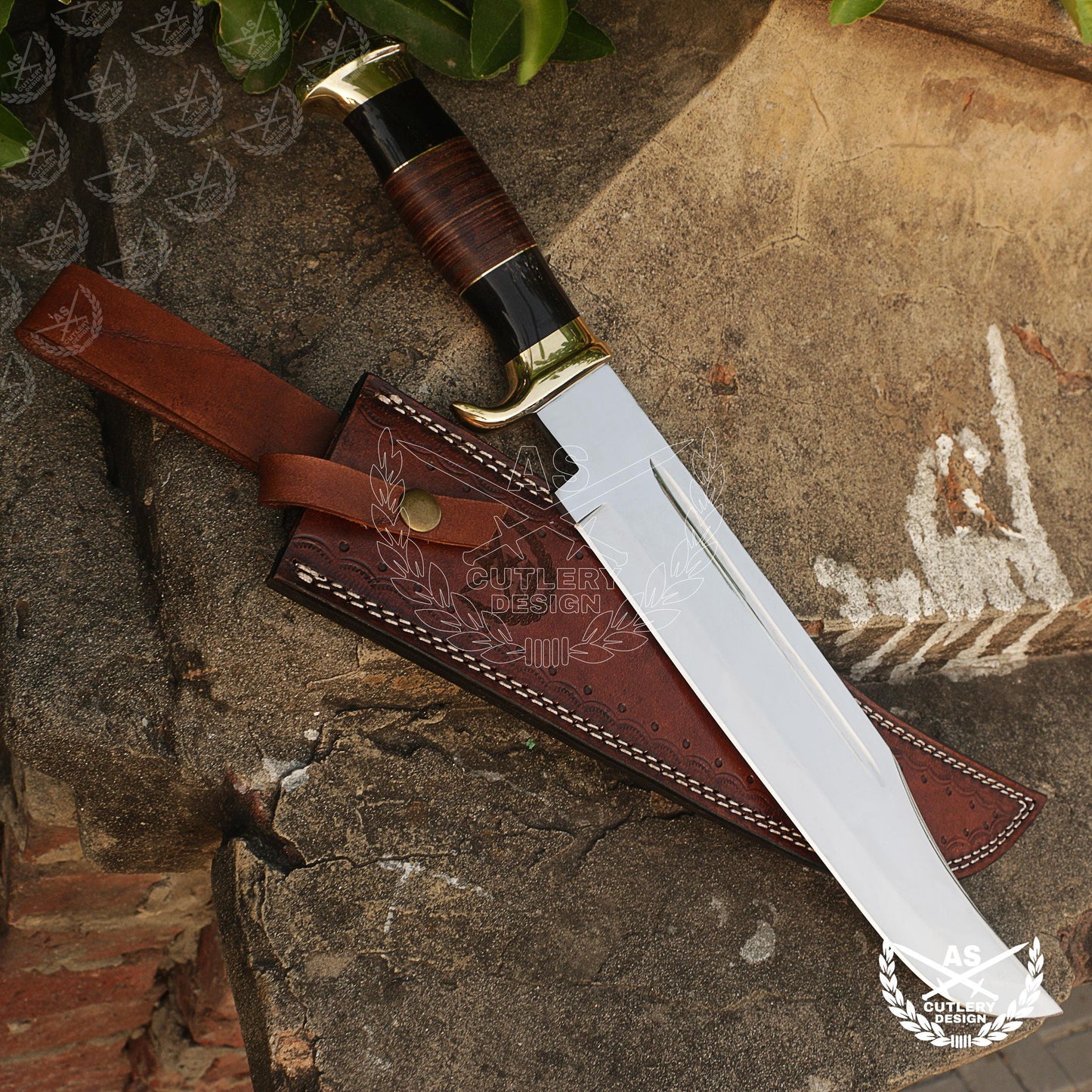 Custom Handmade D2 18" Hunting Crocodile Dundee High Polish Survival Bowie Knife