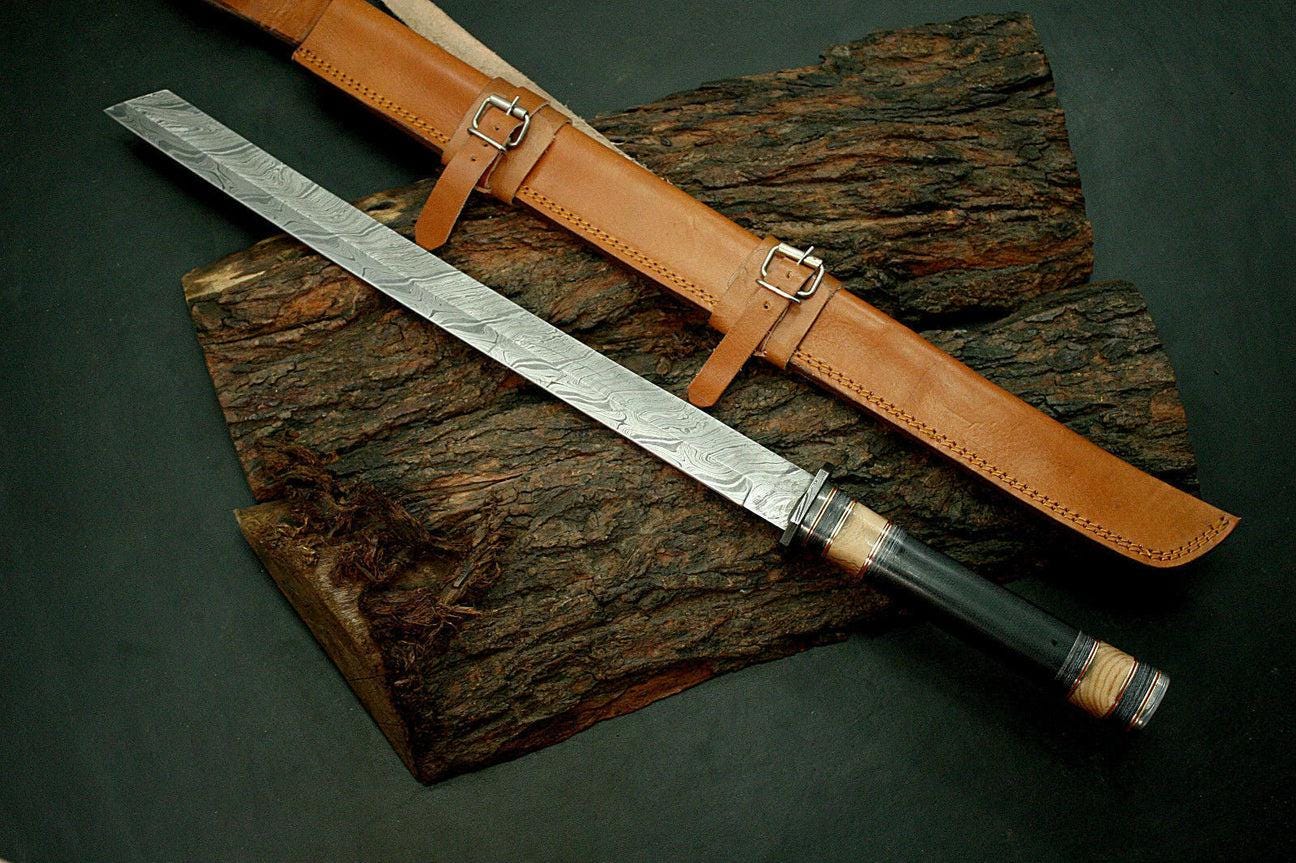 Awesome Handmade 30.0 inches Damascus Steel Hunting Machete/Sword