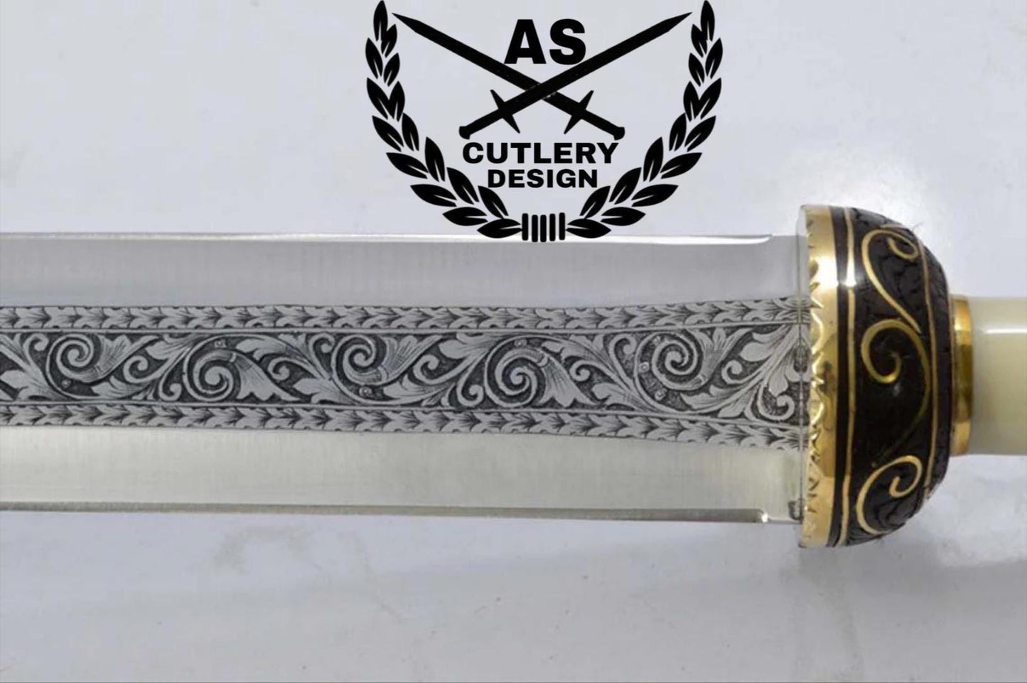 Handmade Engraved Gladius Sword: D2 Steel Blade, Rosewood & Camel Bone Handle