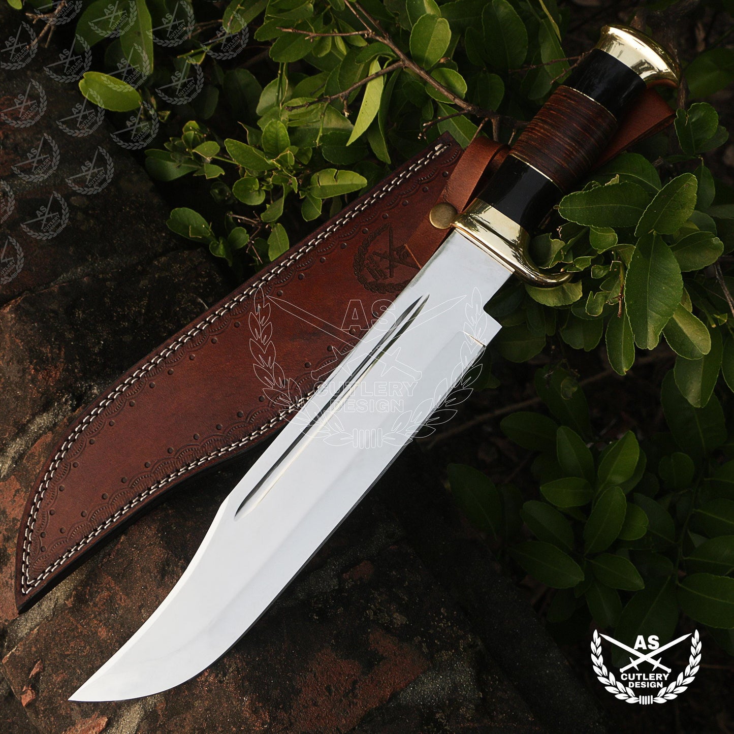 Custom Handmade D2 18" Hunting Crocodile Dundee High Polish Survival Bowie Knife