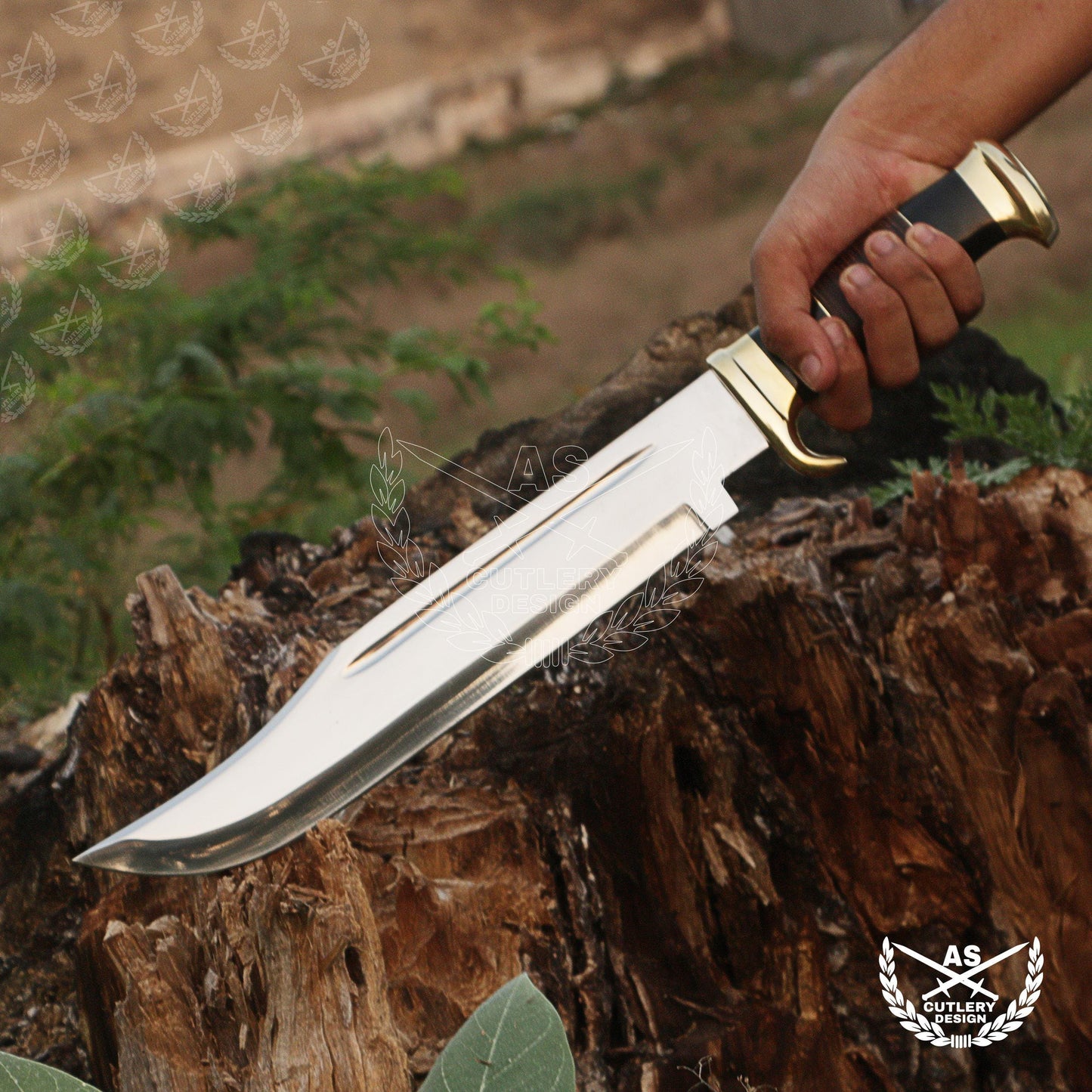 Custom Handmade D2 18" Hunting Crocodile Dundee High Polish Survival Bowie Knife