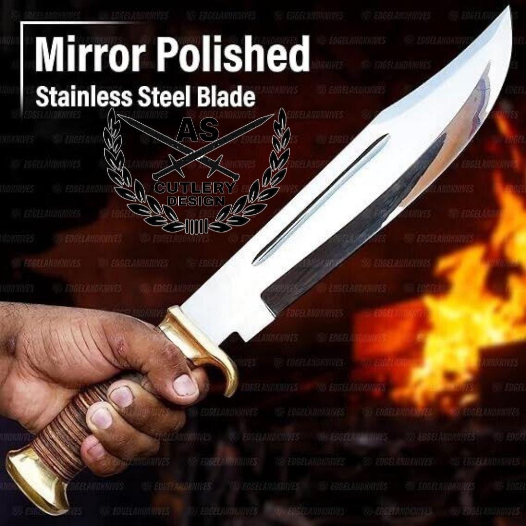 Handmade D2 Steel Bowie Knife: Crocodile Dundee Style Hunting Knife
