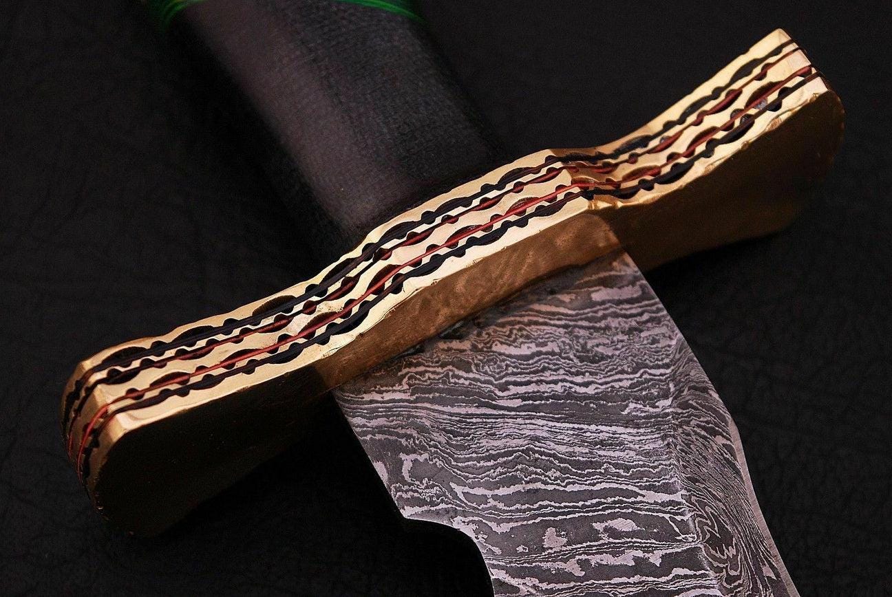 Custom handmade damascus steel sword 30” with leather sheath