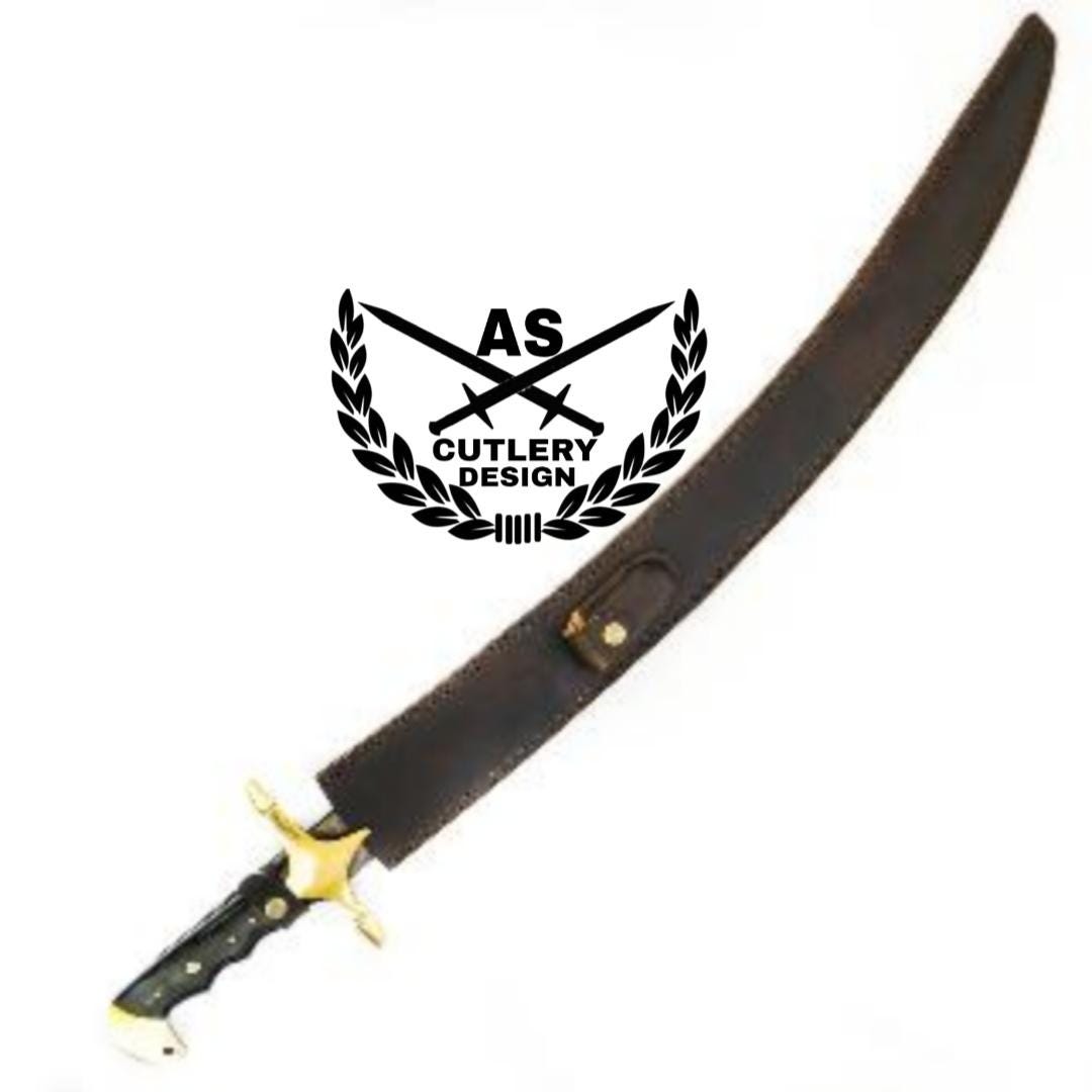 Arabian Scimitar custom handmade Sword- Damascus Steel -37"with leather sheath