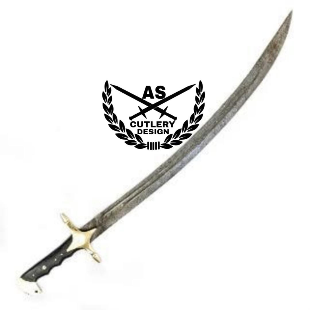 Arabian Scimitar custom handmade Sword- Damascus Steel -37"with leather sheath