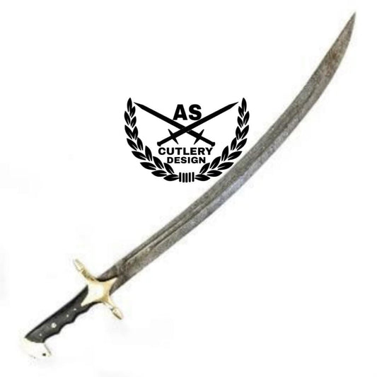 Arabian Scimitar custom handmade Sword- Damascus Steel -37"with leather sheath