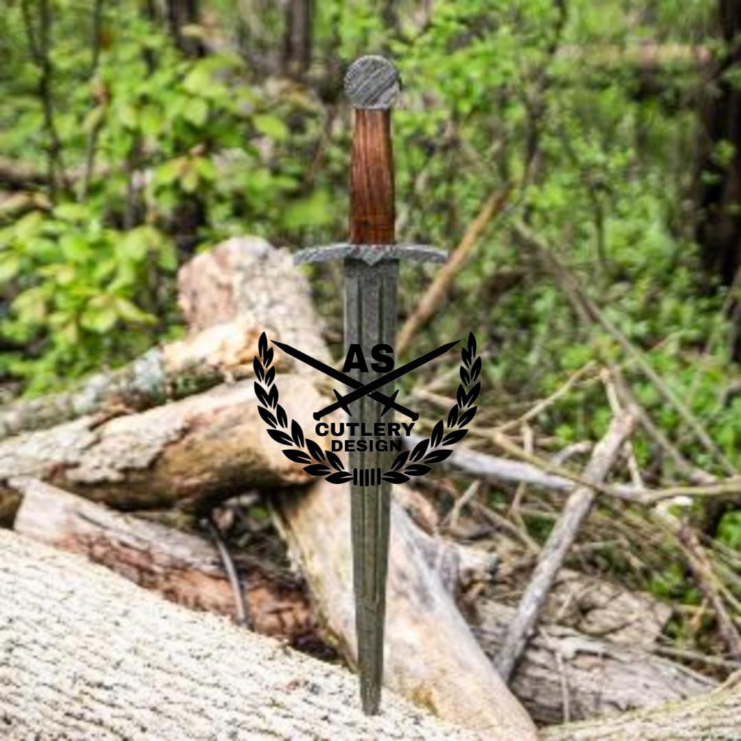 Bastard Sword / Longsword- High Carbon Damascus Steel Sword- 27" with leather sheath