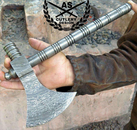 Custom hand made full Damascus tomahawk axe