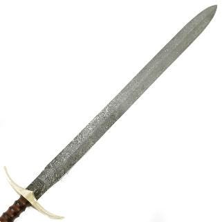 Bastard Sword- High Carbon Damascus Steel Sword- 37"- Longsword With leather sheath