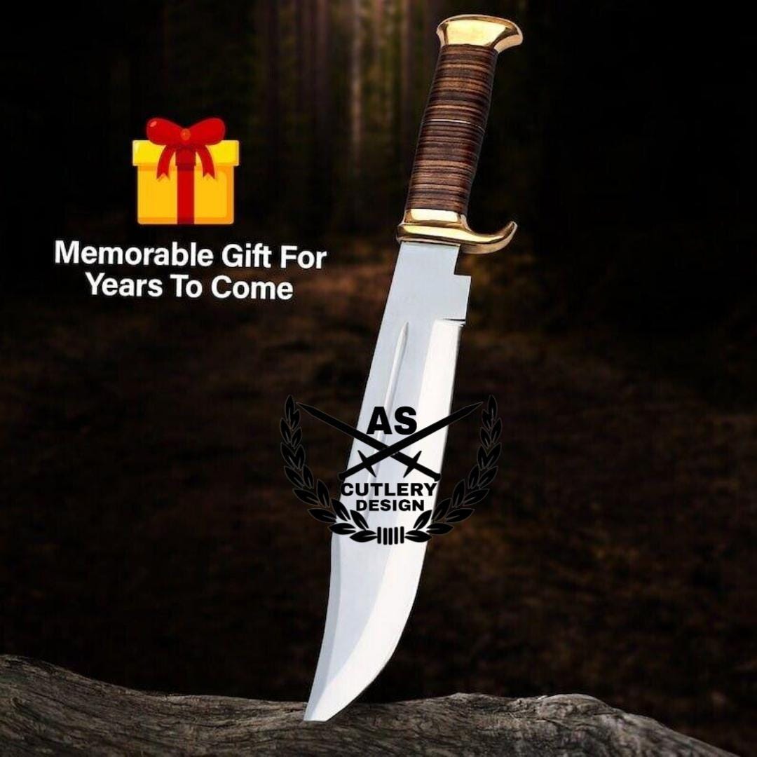 Handmade D2 Steel Bowie Knife: Crocodile Dundee Style Hunting Knife