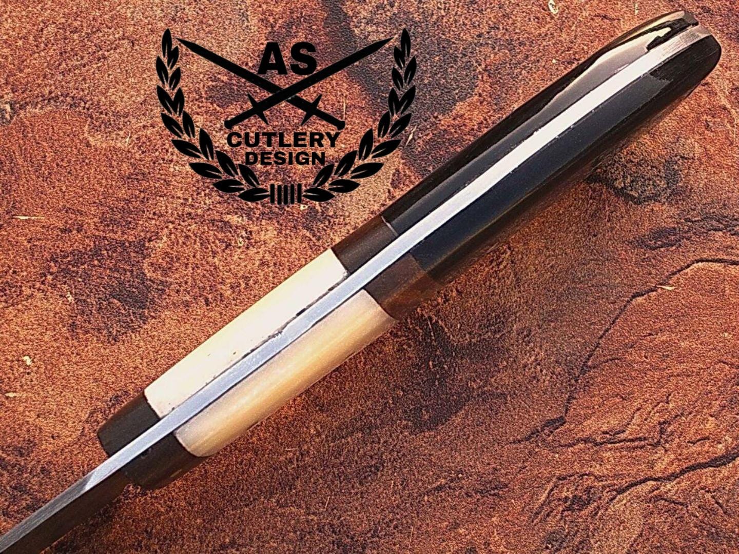 Hand Forged Damascus Steel Chef Knife Set: Bone & Horn Handles