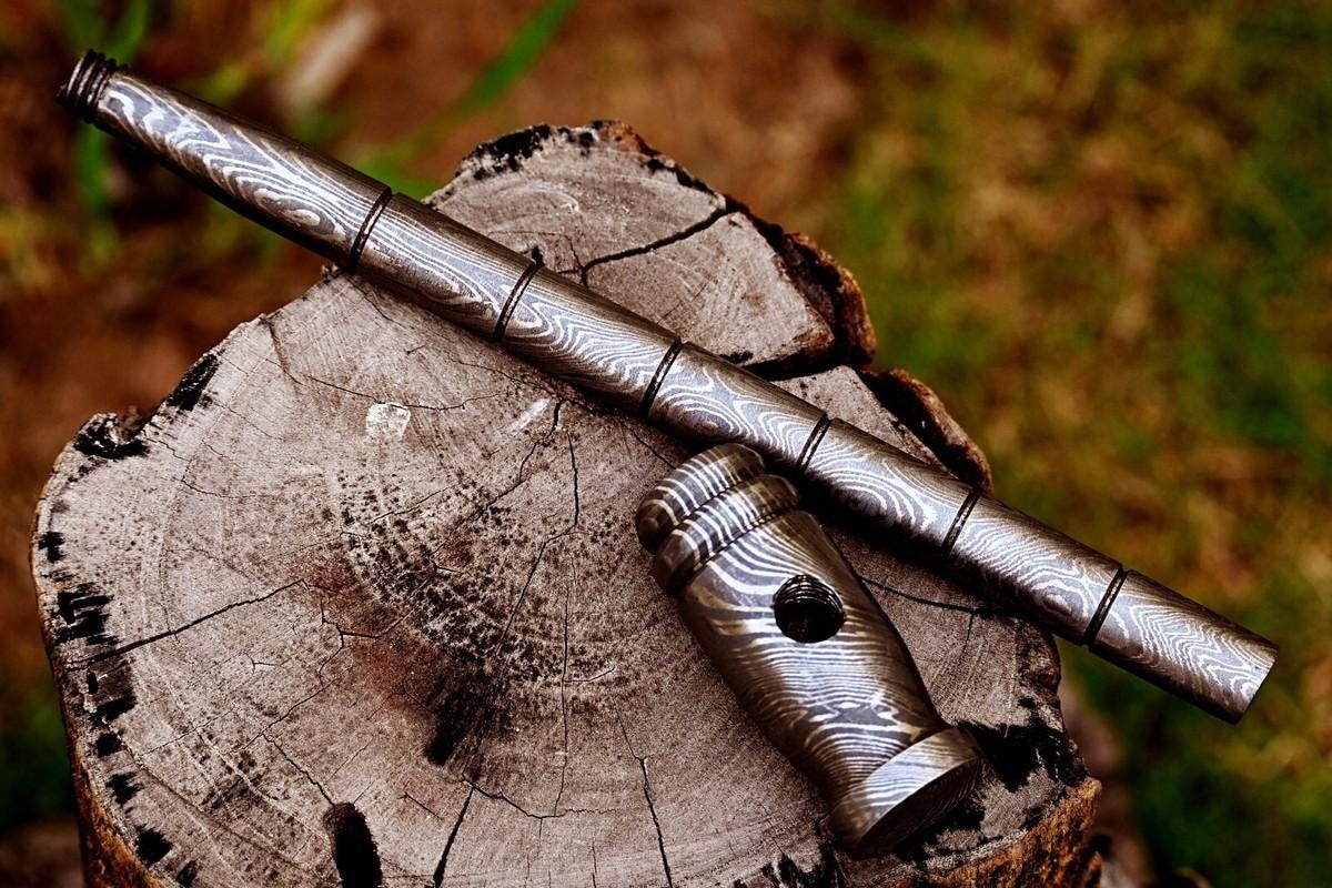 Custom handmade Forged damascus chasing Hammer rounded & plain head