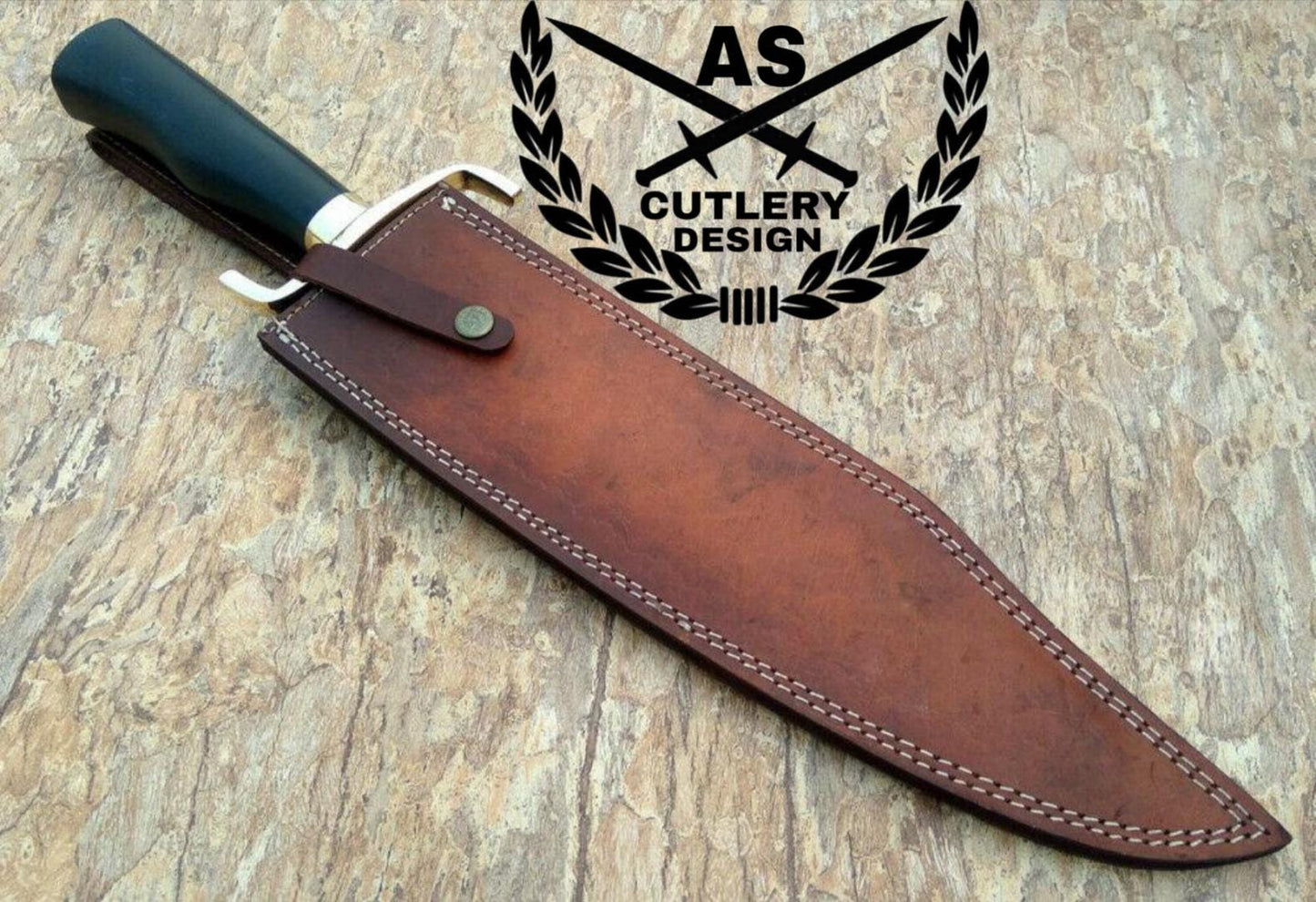 Handmade D2 Steel Hunting Knife: Black Micarta Handle, Leather Sheath