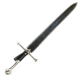 Damascus Steel Longsword: Handmade Leather Sheath, Clay Tempered 38"