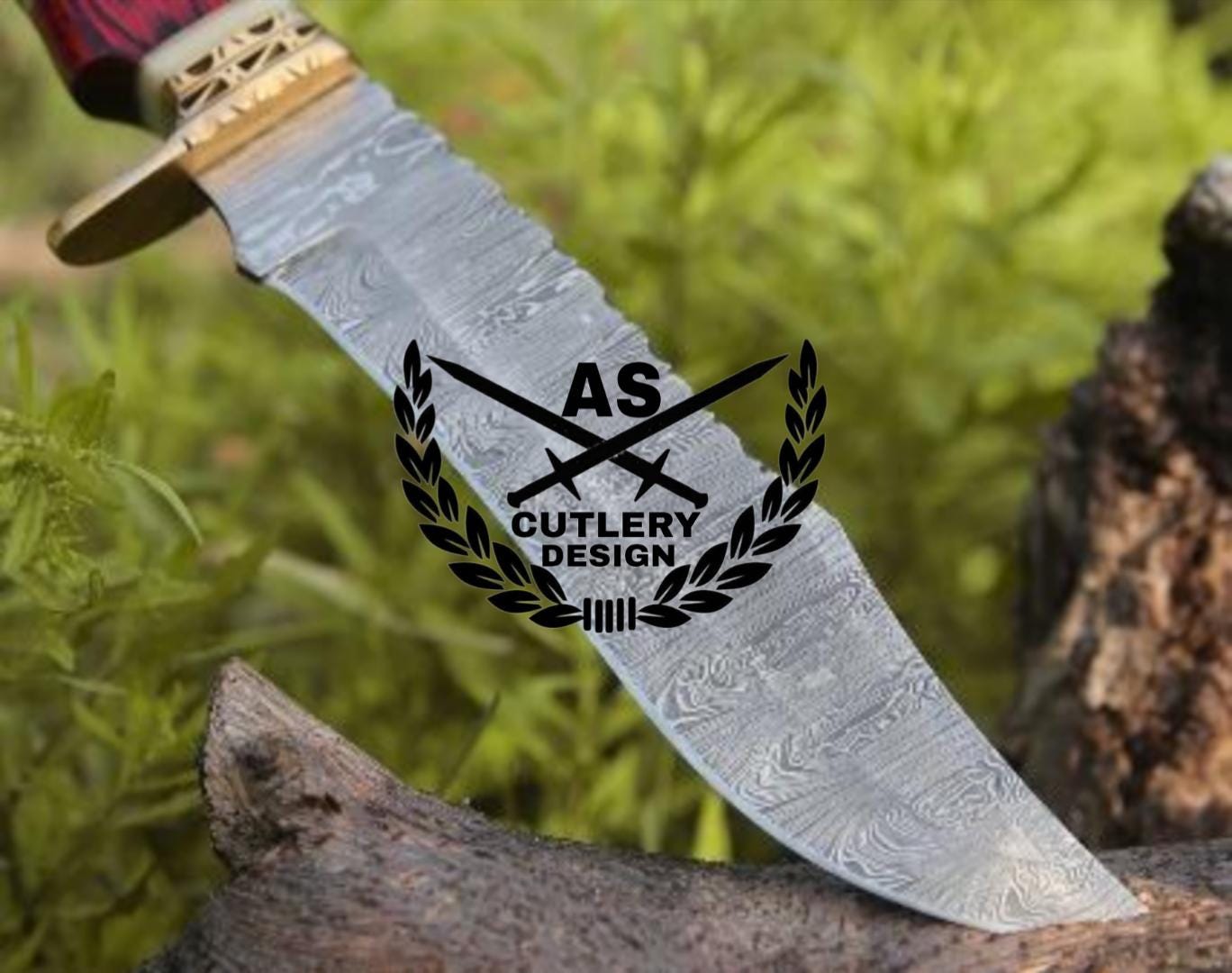 Custom handmade stream bowie knife with pakkawood & bone handle