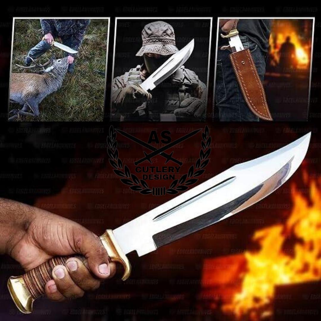 Handmade D2 Steel Bowie Knife: Crocodile Dundee Style Hunting Knife