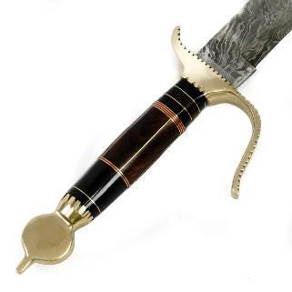 Damascus Steel Scimitar Sword: High Carbon 19" Sabre with Leather Sheath