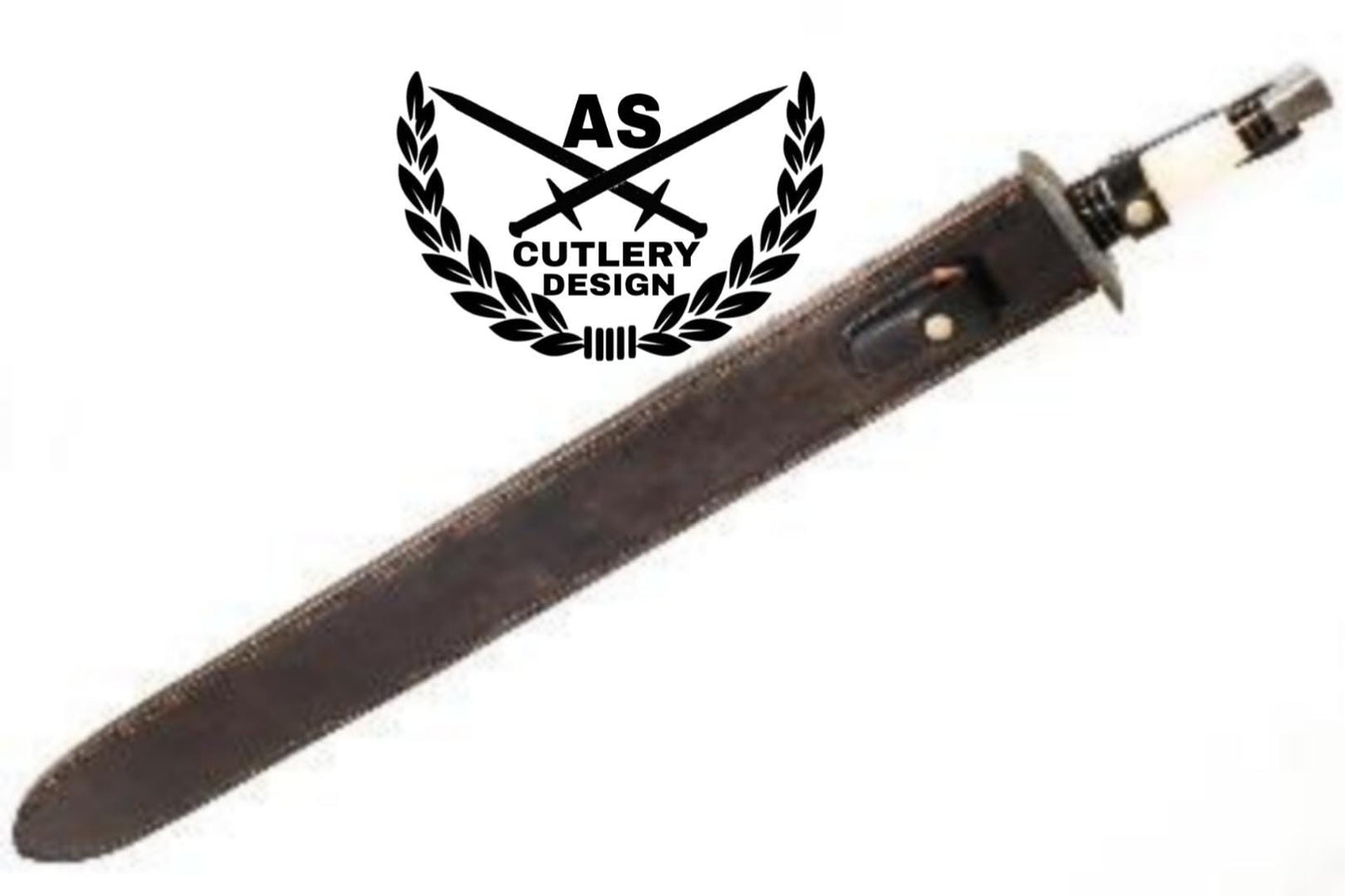 Damascus Steel Viking Sword: High Carbon Steel, Bone Handle, Leather Sheath