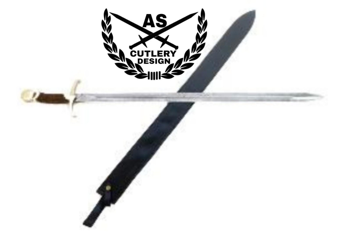 Longsword / Greatsword / Bastard Sword- High Carbon Damascus Steel Sword- 44"with leather sheath