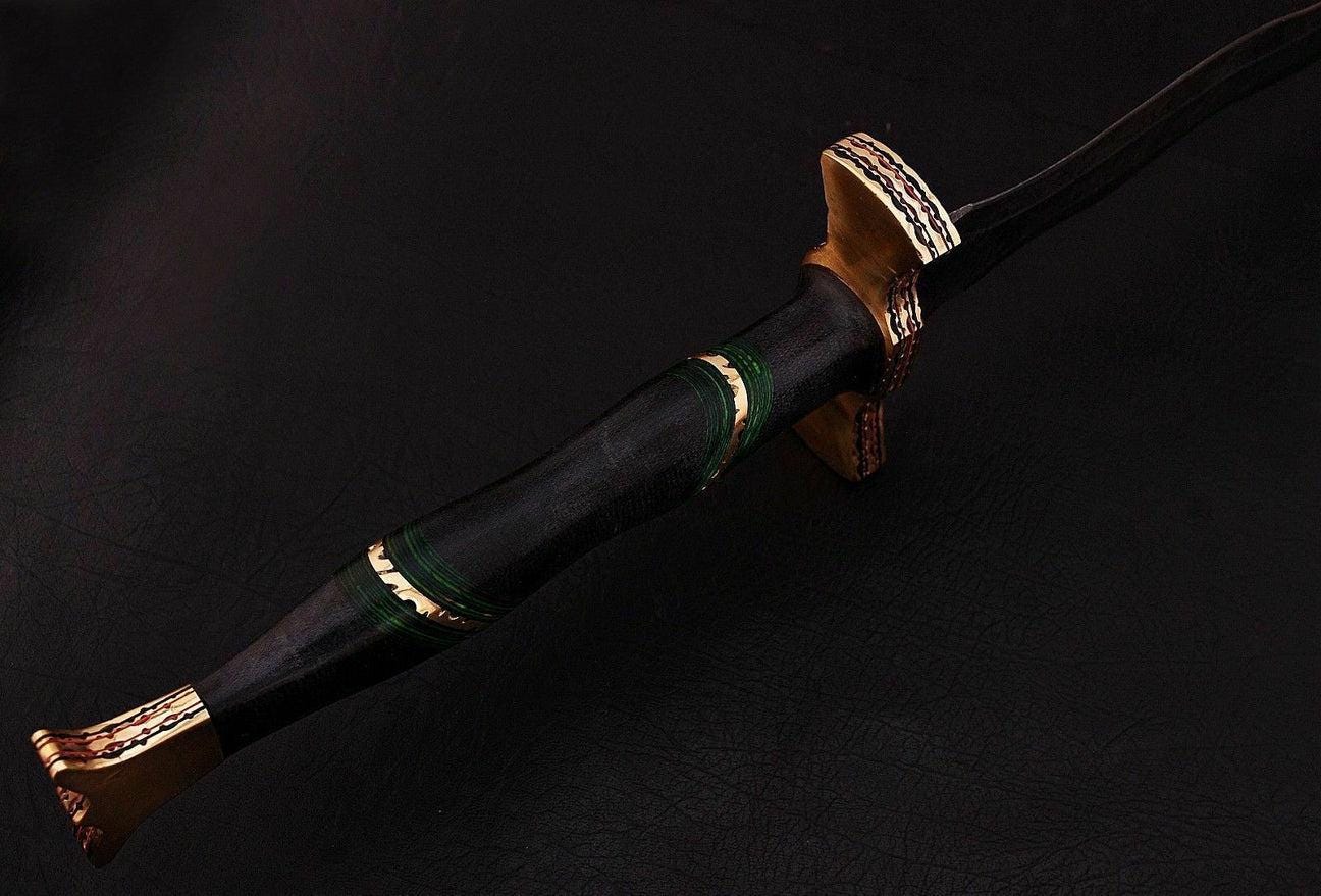 Custom handmade damascus steel sword 30” with leather sheath