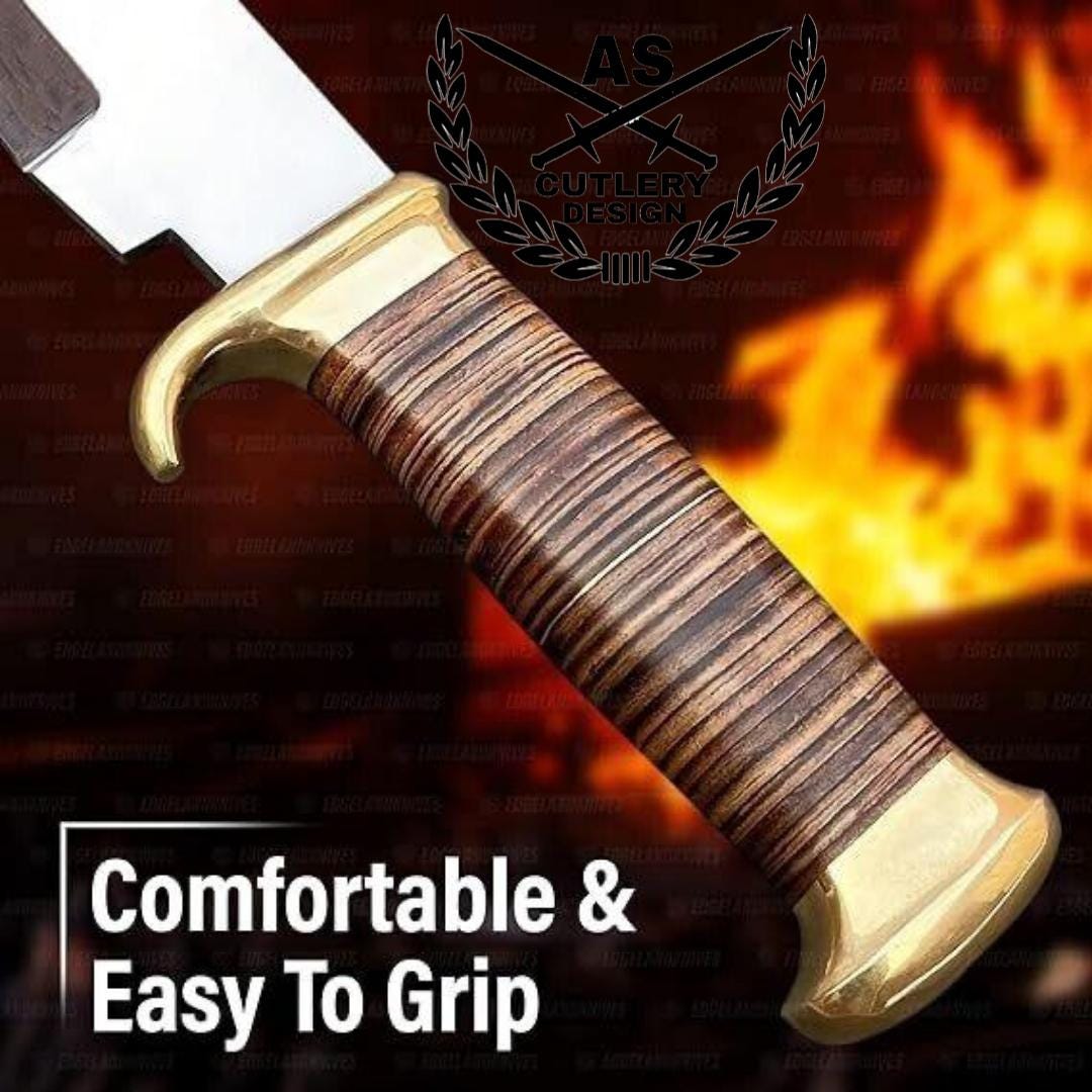 Handmade D2 Steel Bowie Knife: Crocodile Dundee Style Hunting Knife