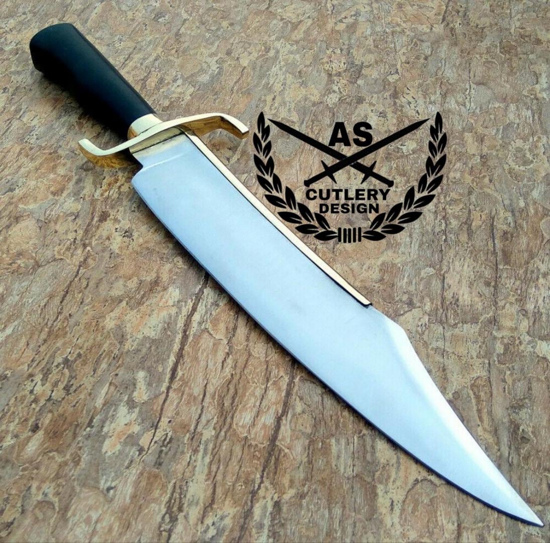 Handmade D2 Steel Hunting Knife: Black Micarta Handle, Leather Sheath