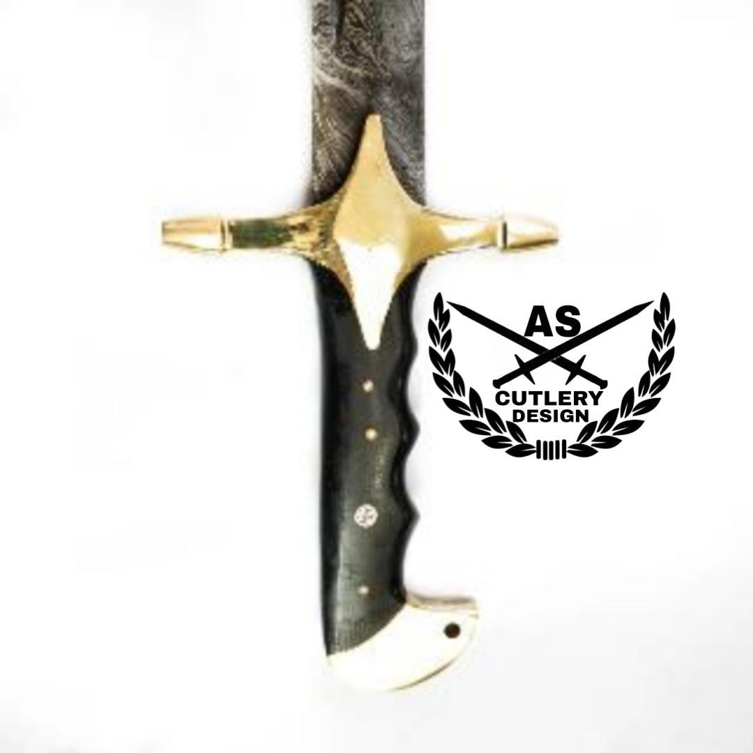 Arabian Scimitar custom handmade Sword- Damascus Steel -37"with leather sheath
